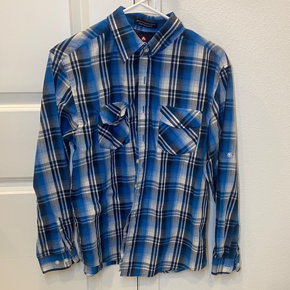 Airwalk Men's Blue and White Checkered Shirt